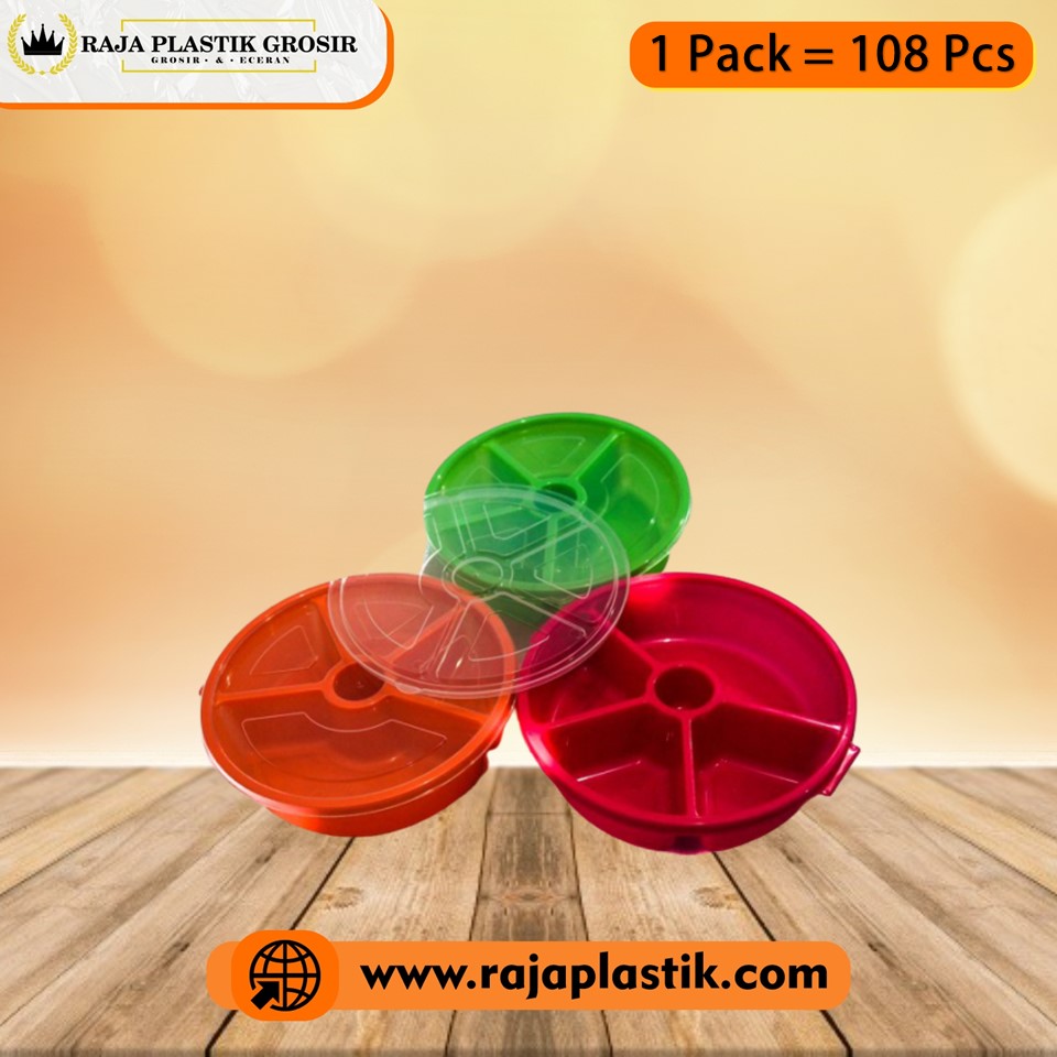 KOTAK MAKAN PLASTIK SEKAT BULAT TIPE CATERING | JUAL HARGA GROSIR PER PACK ISI 108 PCS