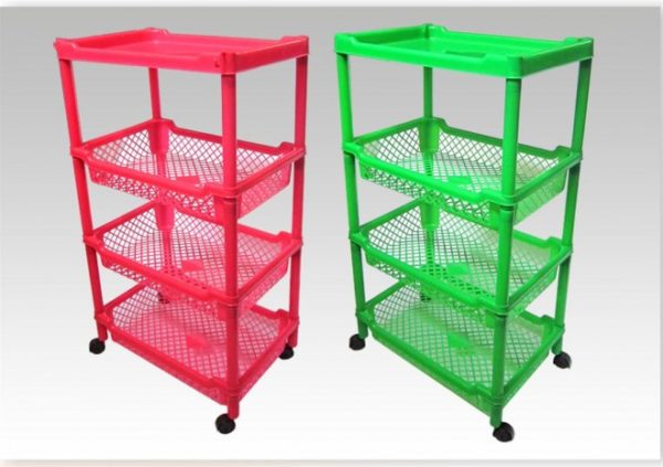 Rak Plastik Serbaguna Roda Susun 4 Tipe Valencia, Jual Harga Grosir Murah Per Pack Isi 8 Pcs