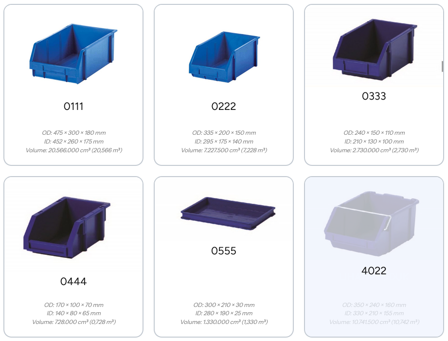 BIN BOX SPAREPART - STORAGE BOXES TOOLS RABBIT 0111, 0222, 0333, 0444