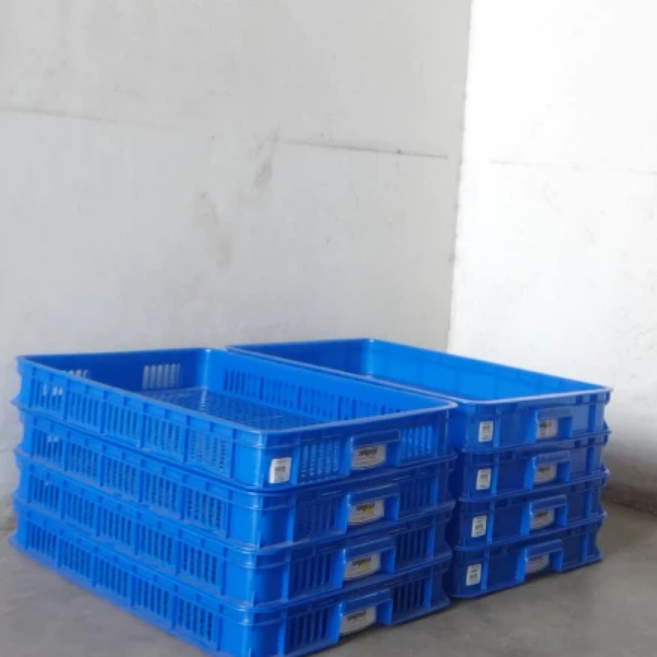 CONTAINER BOX INDUSTRI PLASTIK 16 LITER KIRAPAC 7251 PLS (RAPAT) WARNA BIRU HIJAU KUNING, UKURAN 61,3 x 42,9 x 7,9 CM | RAJAPLASTIK.COM