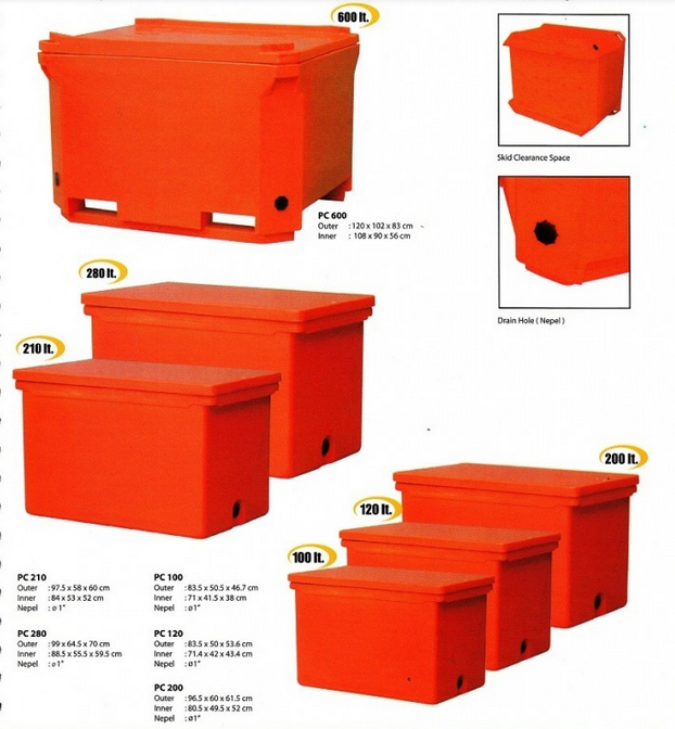 Cooler Box Besar 210 Liter Orange / Kotak Es / Peti Ikan Delta PC-210
