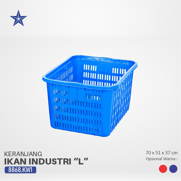 KERANJANG IKAN PLASTIK KRAT INDUSTRI LUCKY STAR L 8868.KW1 UKURAN 70x51x37 | RAJAPLASTIK.COM