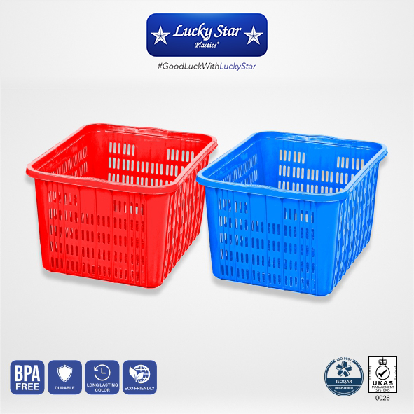 KERANJANG IKAN PLASTIK KRAT INDUSTRI LUCKY STAR L 8868.KW1 UKURAN 70x51x37 | RAJAPLASTIK.COM