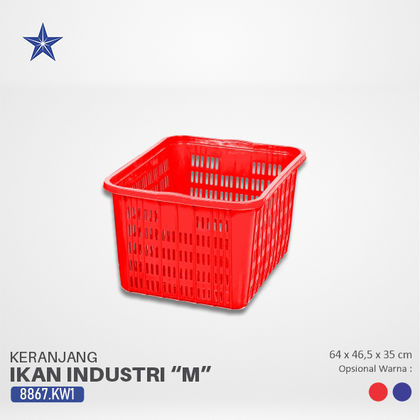 KERANJANG IKAN PLASTIK KRAT INDUSTRI LUCKY STAR M 8867.KW1 UKURAN 64x46,5x35 CM | RAJAPLASTIK.COM
