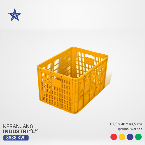 KERANJANG INDUSTRI BESAR PLASTIK LUCKY STAR TIPE 8888.KW1 UKURAN 67,5x48x40,5 CM | RAJAPLASTIK.COM