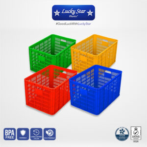 KERANJANG INDUSTRI BESAR PLASTIK LUCKY STAR TIPE 8888.KW1 UKURAN 67,5x48x40,5 CM | RAJAPLASTIK.COM