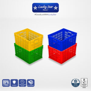KERANJANG INDUSTRI PLASTIK SERBAGUNA LUCKY STAR TIPE 8886.KW1 UKURAN 53x40x29,5 CM | RAJAPLASTIK.COM