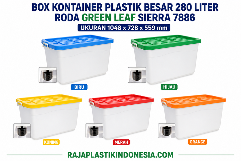 BOX KONTAINER PLASTIK BESAR 280 LITER RODA GREEN LEAF SIERRA 7886: Solusi Penyimpanan dan Distribusi Barang Kapasitas Besar yang Praktis dan Tahan Lama