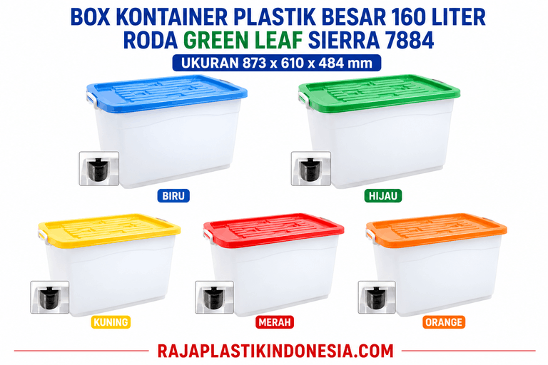 BOX KONTAINER PLASTIK BESAR 160 LITER RODA GREEN LEAF SIERRA 7884