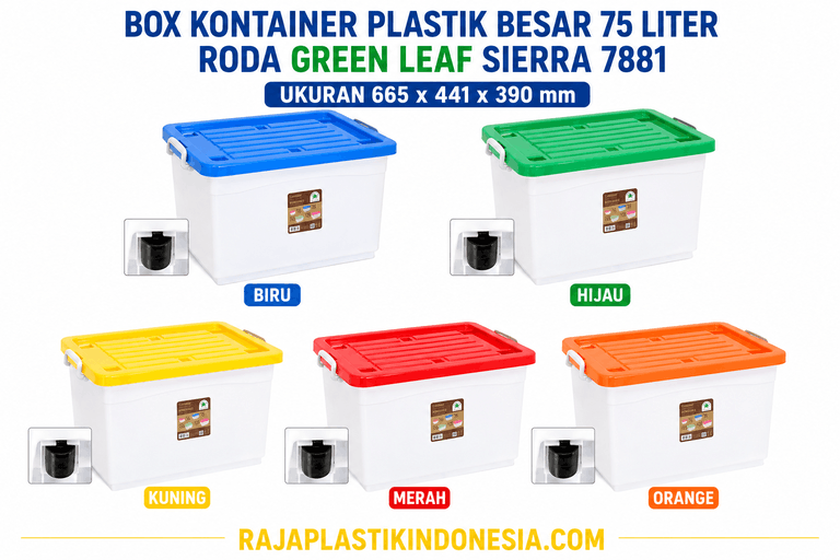 BOX KONTAINER PLASTIK BESAR 75 LITER RODA GREEN LEAF SIERRA 7881