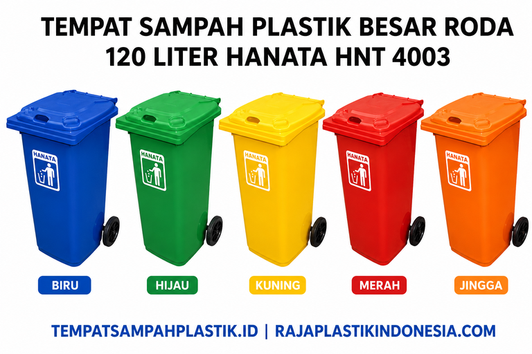 TEMPAT SAMPAH PLASTIK BESAR RODA 120 LITER HANATA HNT 4003