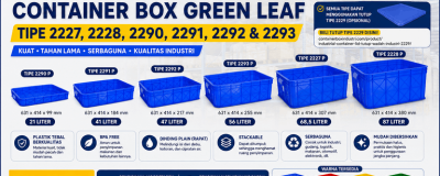 KERANJANG INDUSTRI CONTAINER BOX GREEN LEAF TIPE 2227, 2228, 2290, 2291, 2292 & 2293
