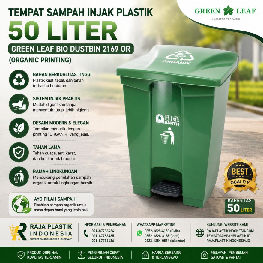 TEMPAT SAMPAH INJAK PLASTIK 50 LITER GL BIO DUSTBIN 2169 OR (ORGANIC PRINTING): Solusi Tempat Sampah Organik Berkualitas untuk Lingkungan yang Bersih, Higienis, dan Ramah Lingkungan